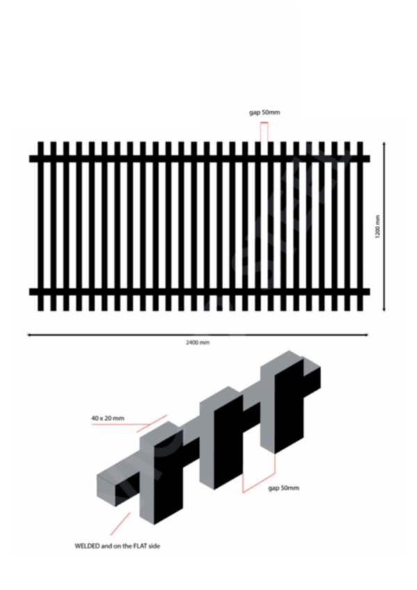 Steel Fencing Panel 40x20 -  Powdercoat in Colorbond® - Image 4