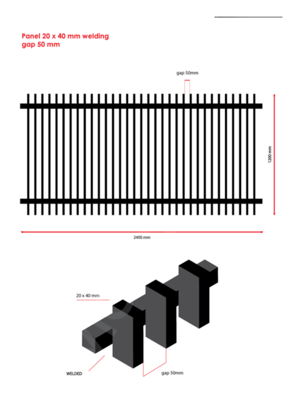 Steel Fencing Panel 40x20 -  Powdercoat in Colorbond® - Image 3